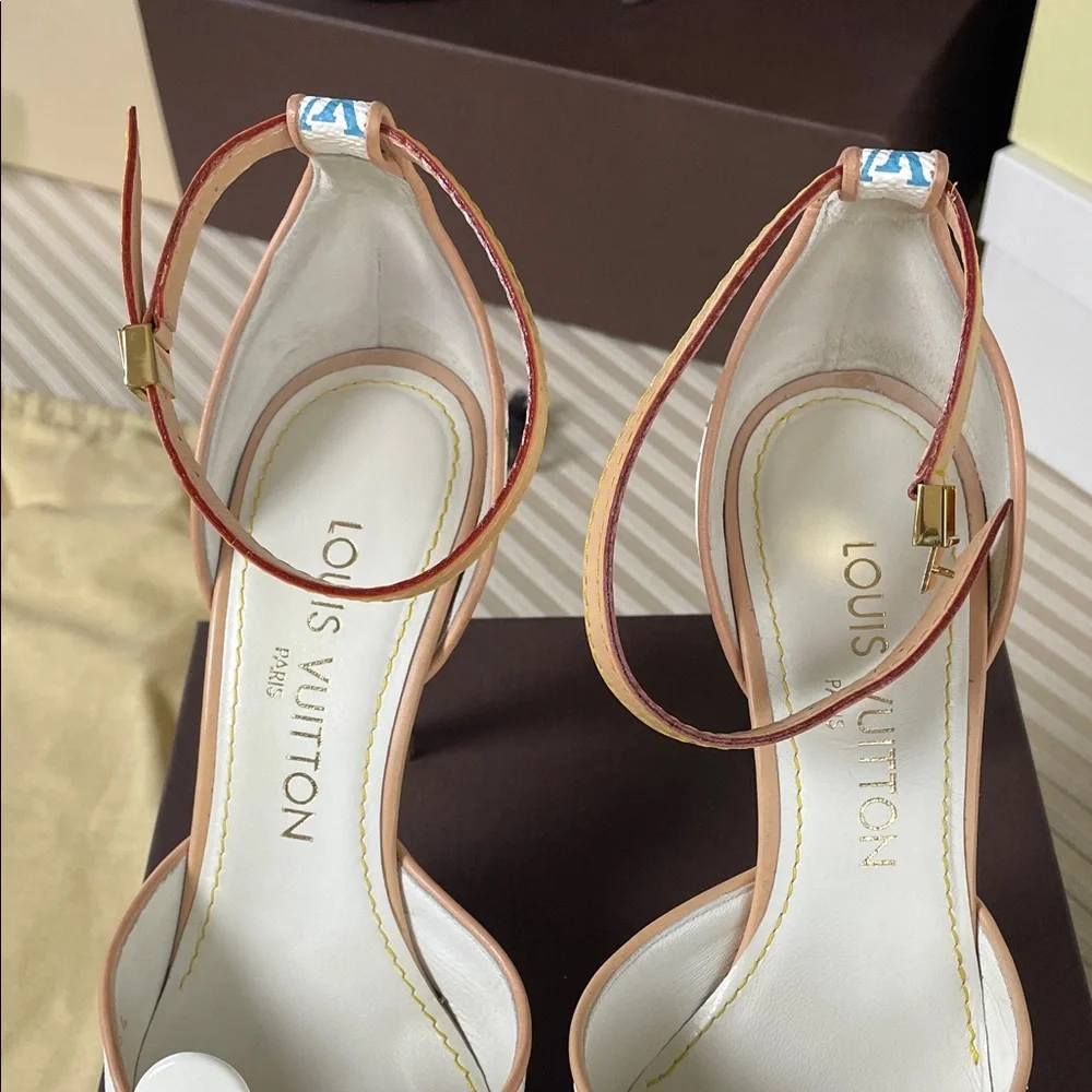 Louis Vuitton Murakami multicolor LV monogram Fleur print heels